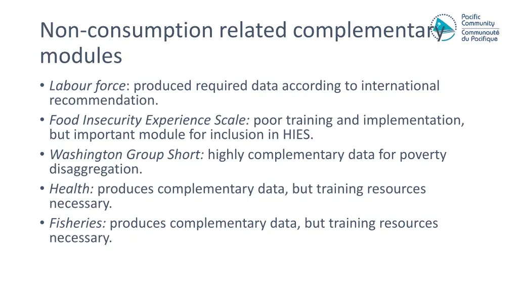 non consumption related complementary modules