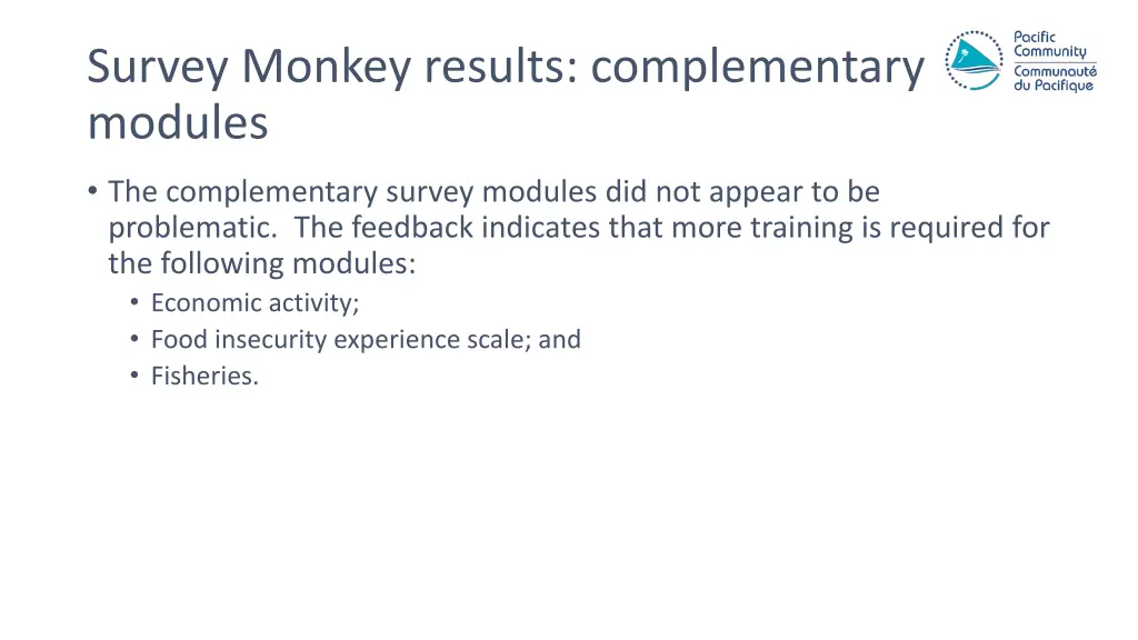 survey monkey results complementary modules