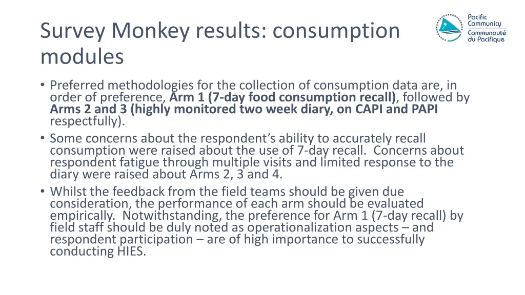 survey monkey results consumption modules