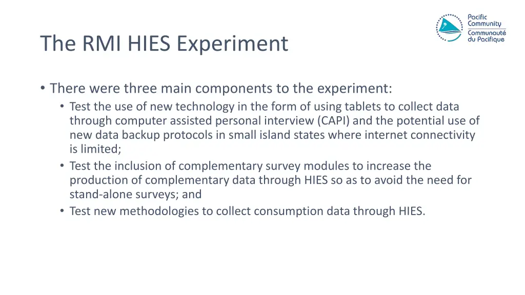 the rmi hies experiment