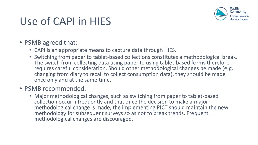 use of capi in hies