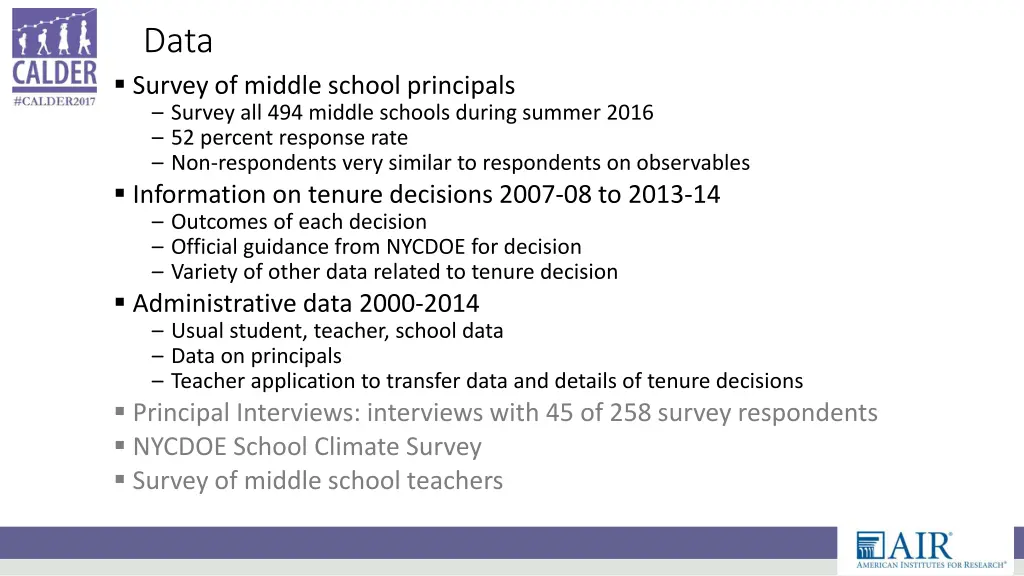 data survey of middle school principals survey