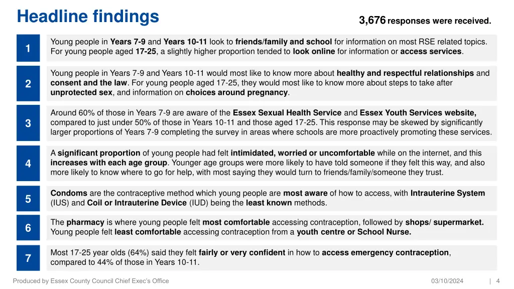 headline findings