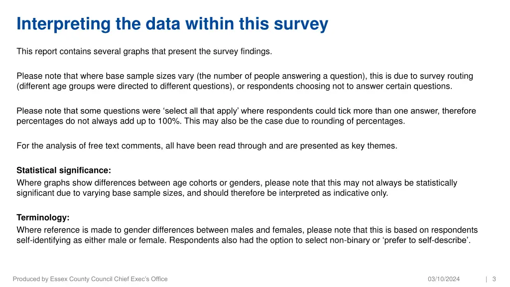 interpreting the data within this survey