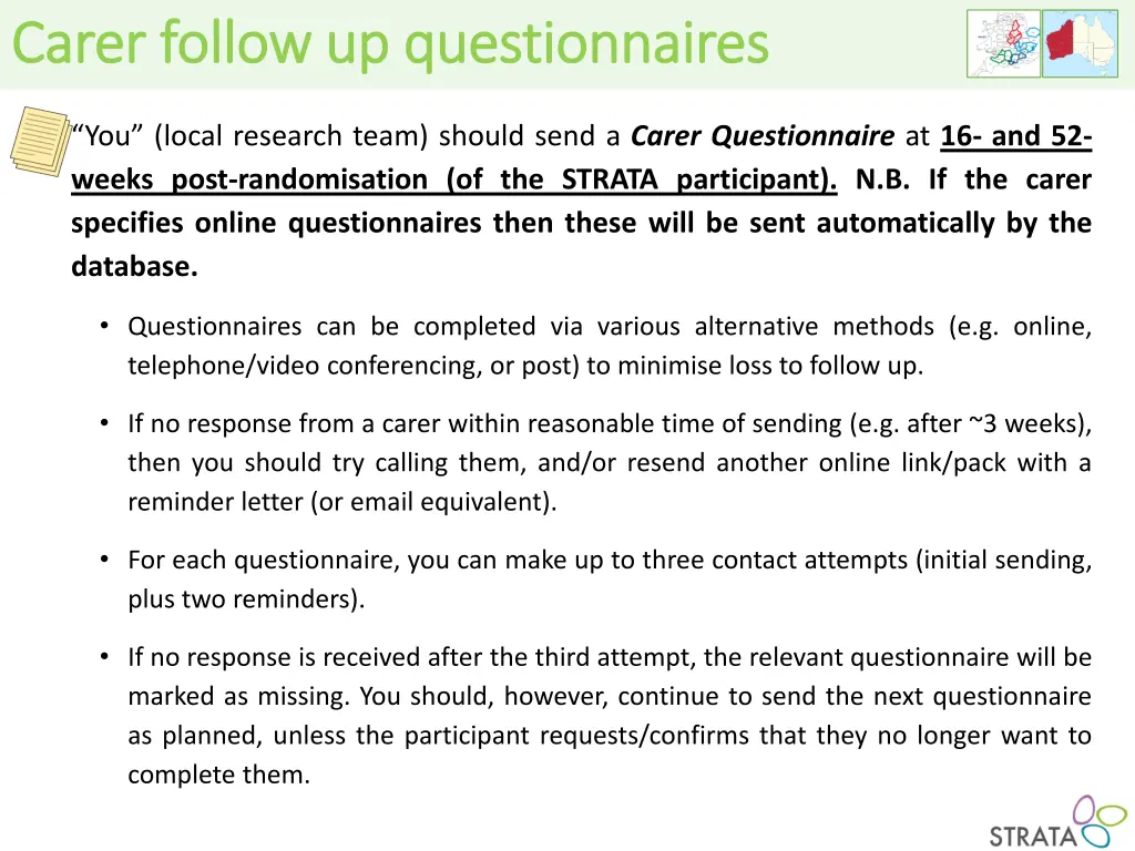 carer follow up questionnaires carer follow