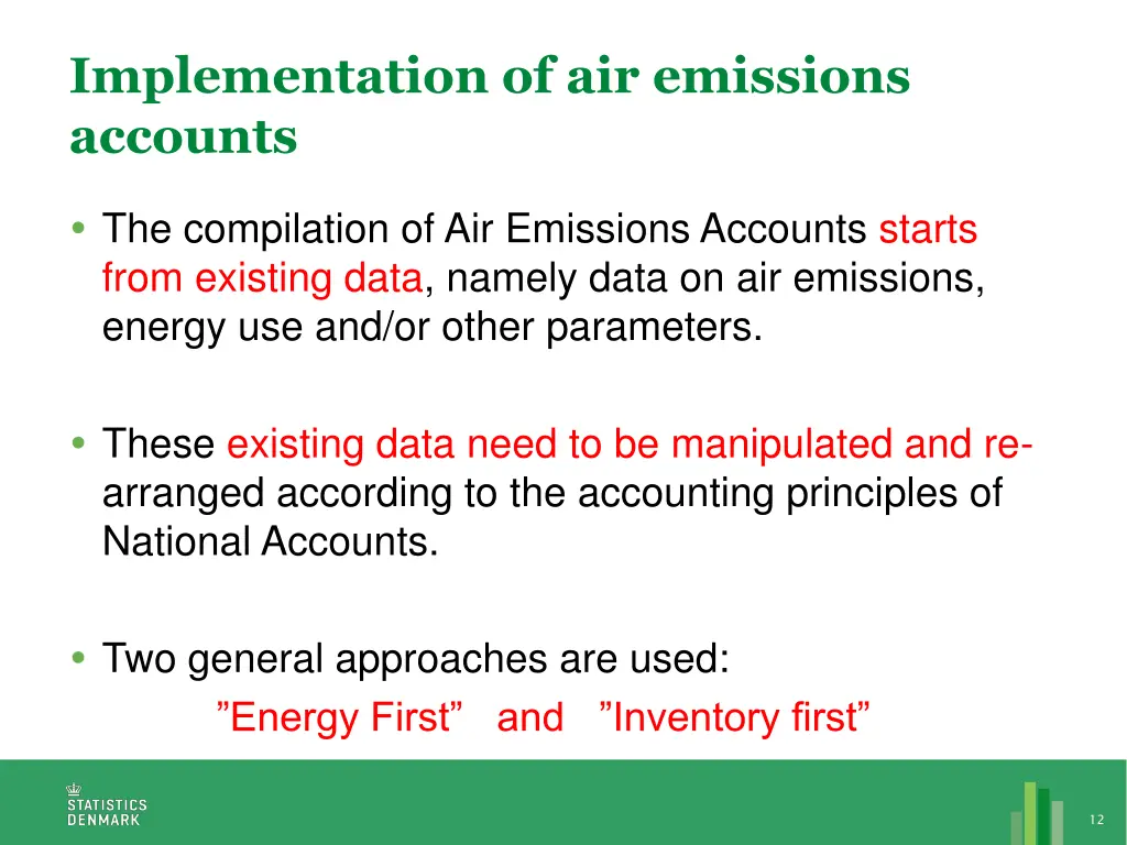 implementation of air emissions accounts