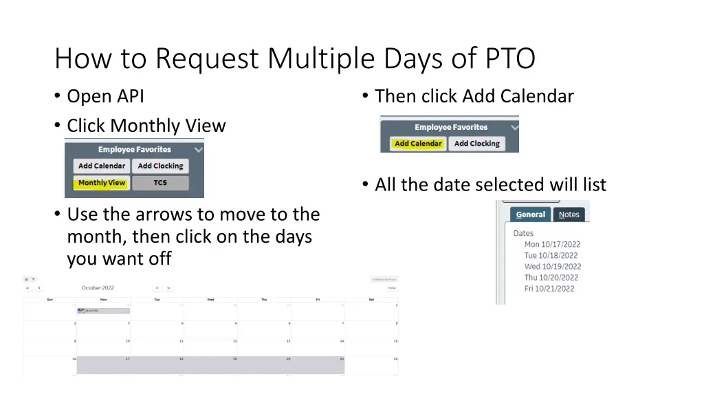 how to request multiple days of pto open