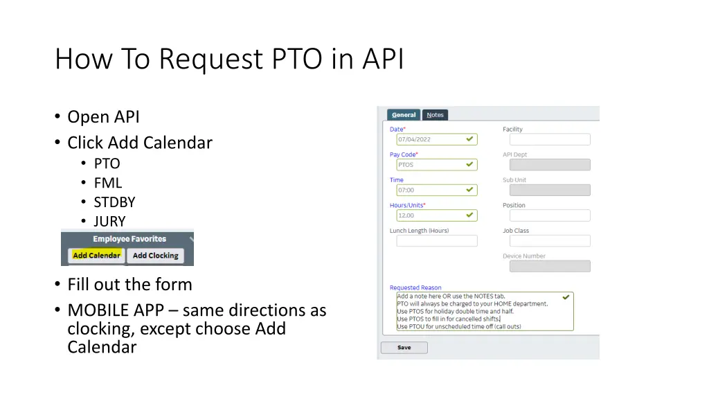 how to request pto in api