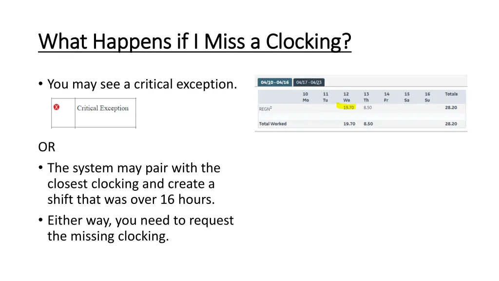 what happens if i miss a clocking what happens