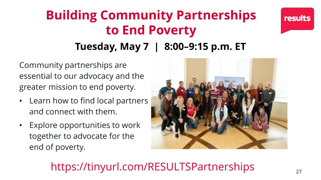 building community partnerships to end poverty