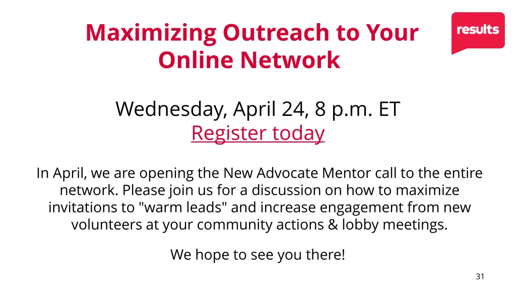 maximizing outreach to your online network