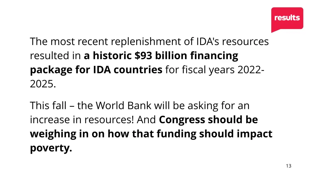 the most recent replenishment of ida s resources