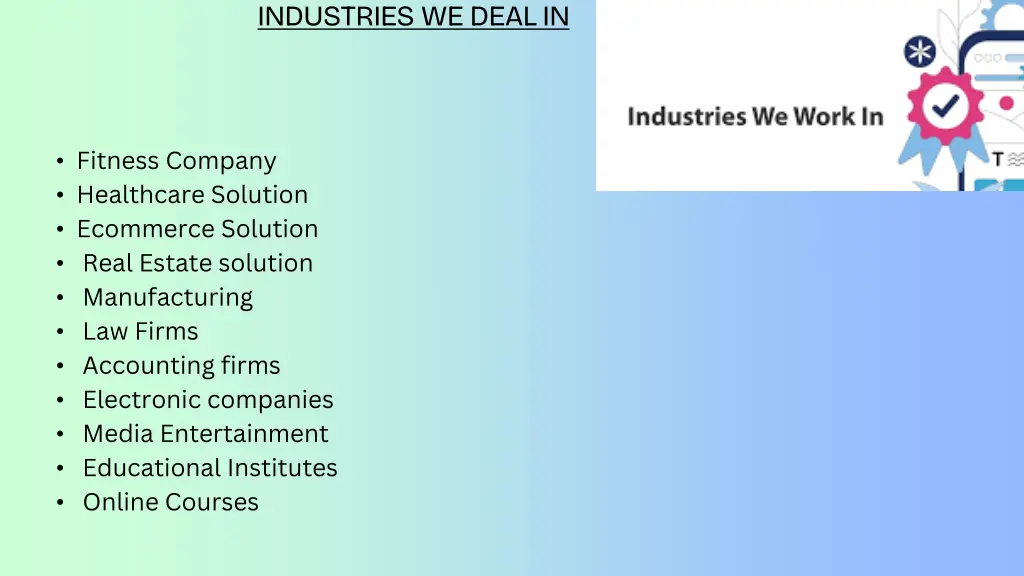 industries we deal in