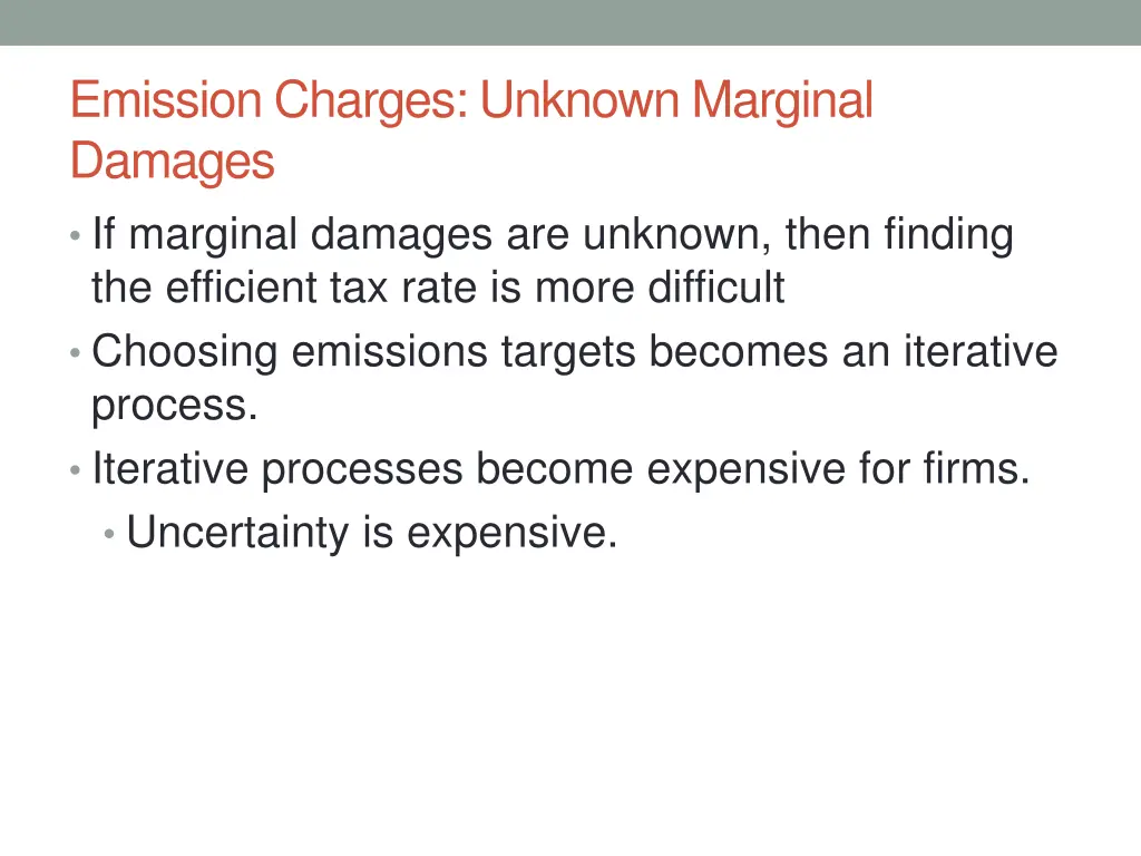 emission charges unknown marginal damages