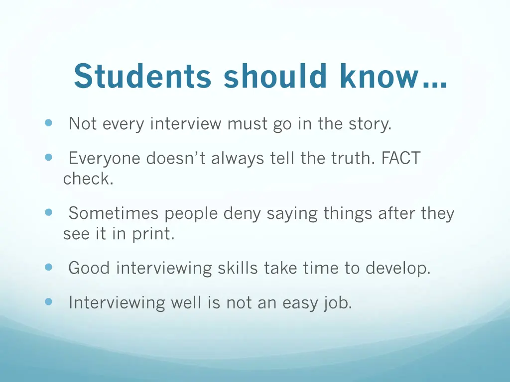 students should know