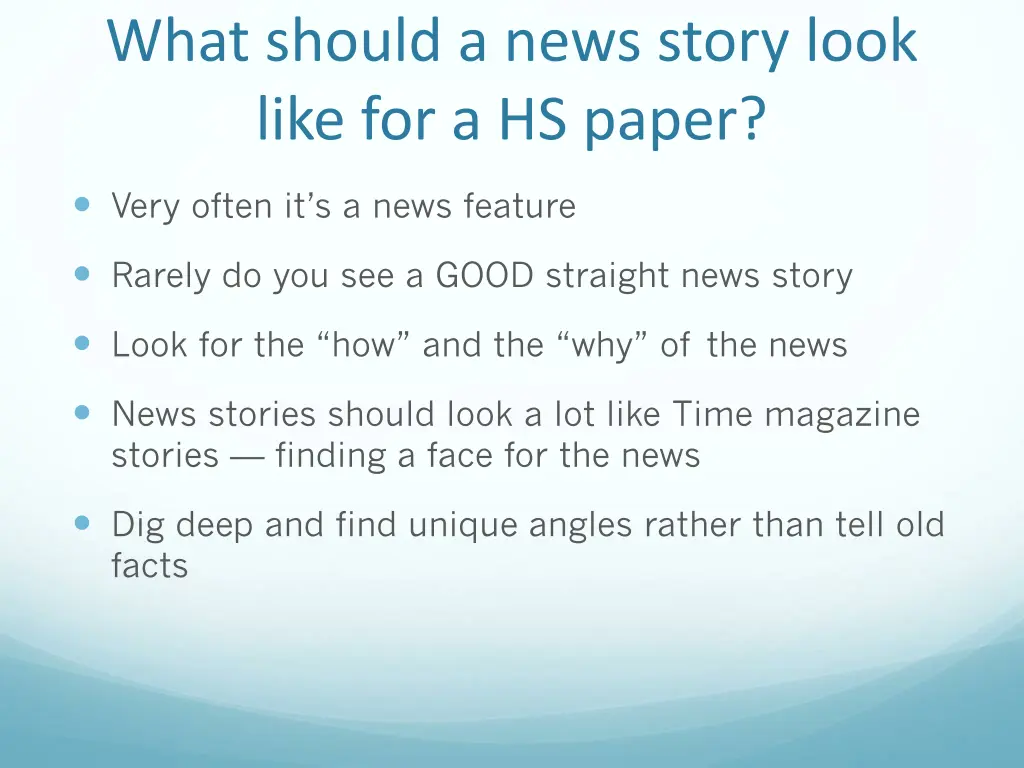 what should a news story look like for a hs paper