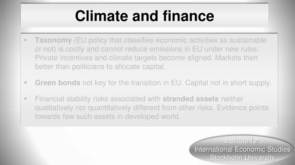 climate and finance