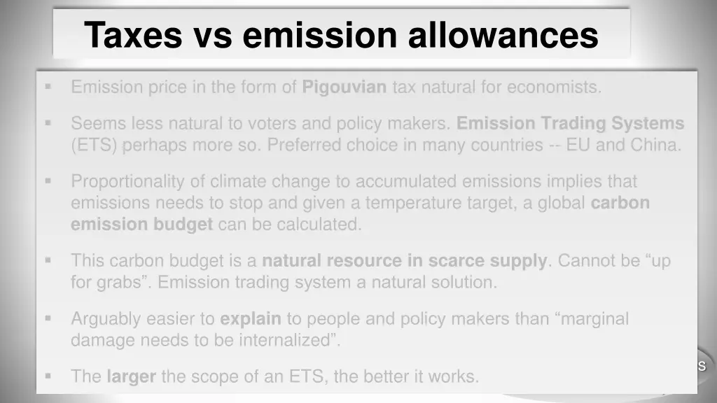 taxes vs emission allowances