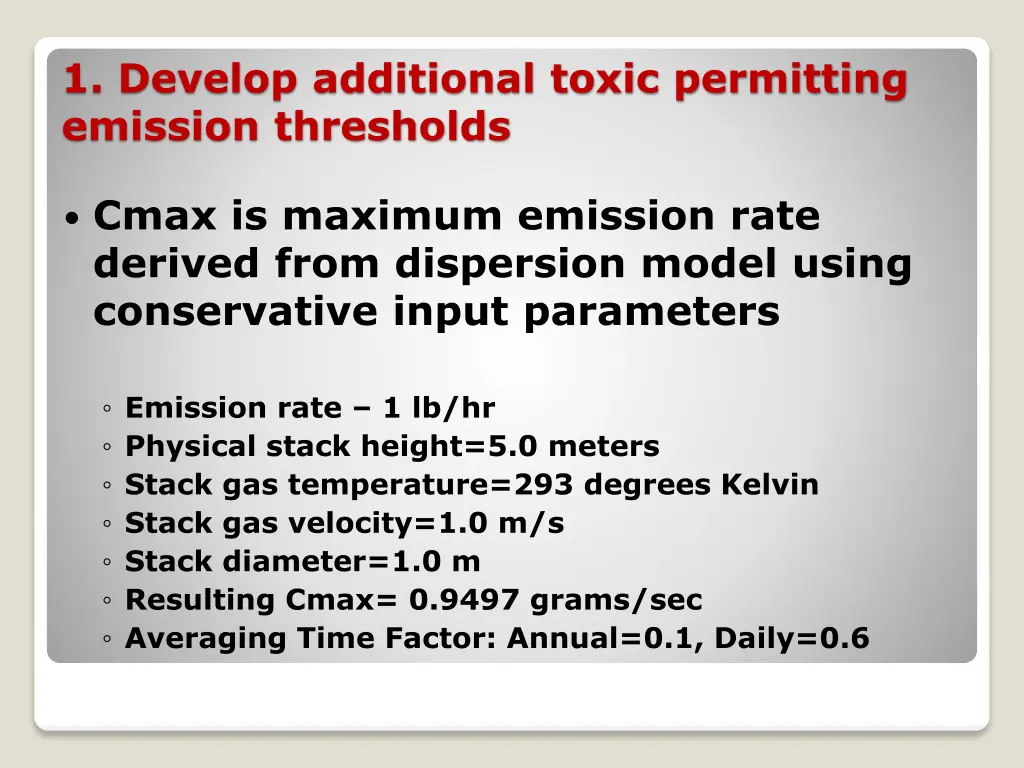 1 develop additional toxic permitting emission 2