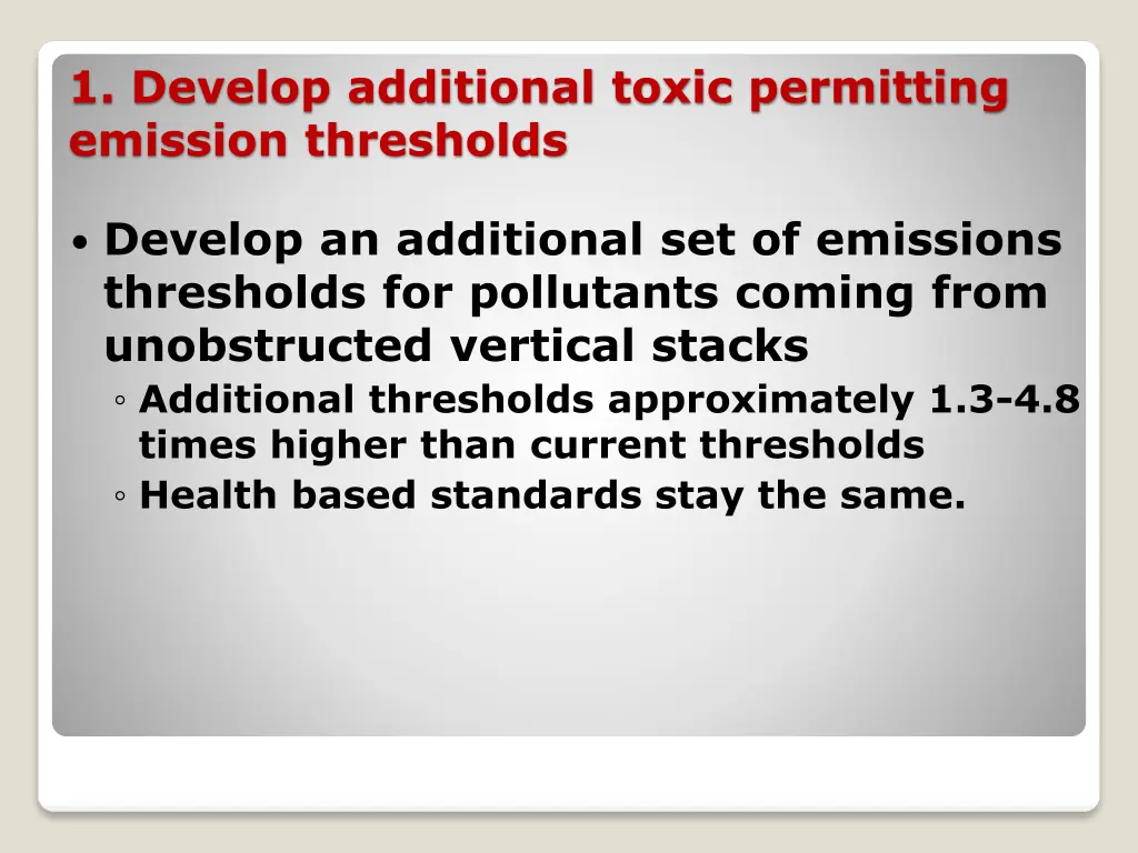 1 develop additional toxic permitting emission