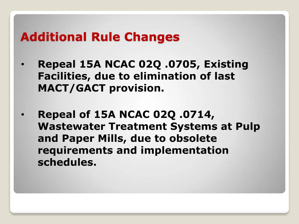 additional rule changes