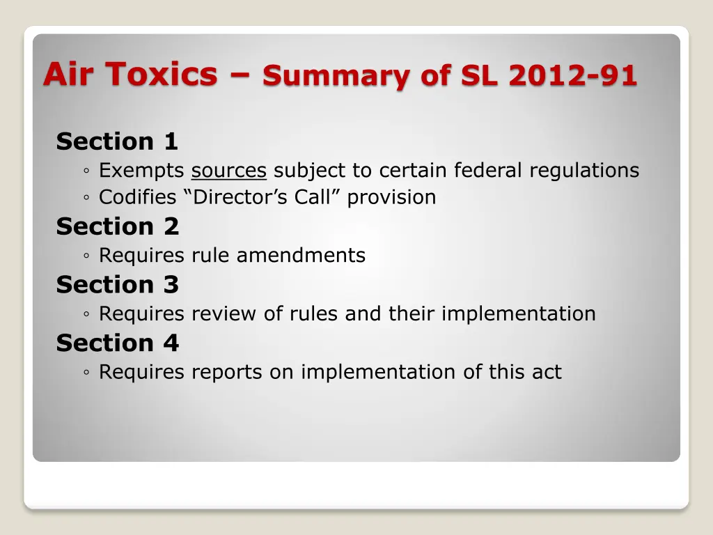 air toxics summary of sl 2012 91