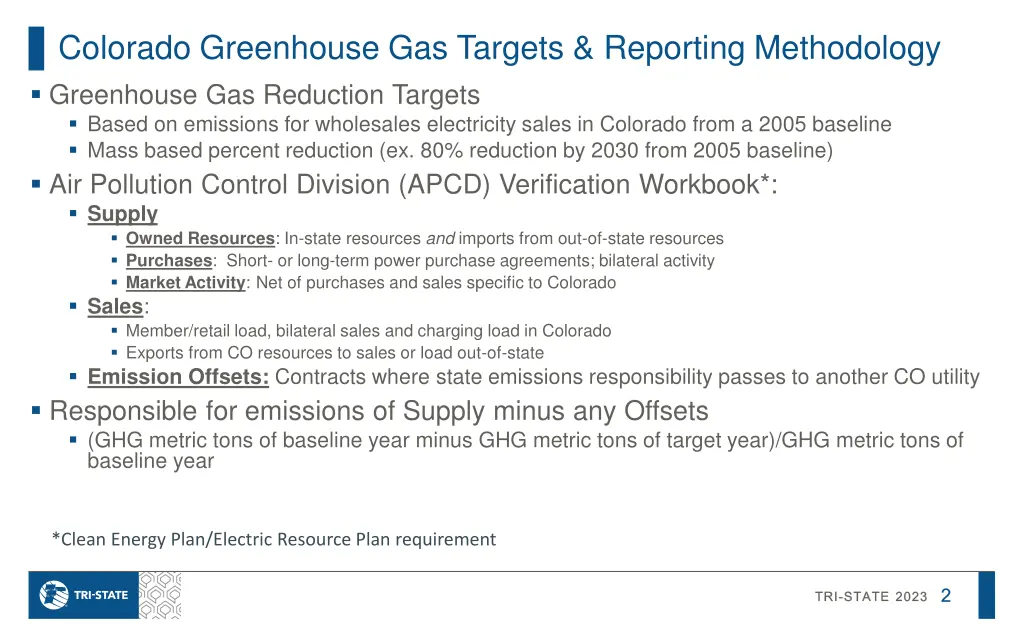 colorado greenhouse gas targets reporting