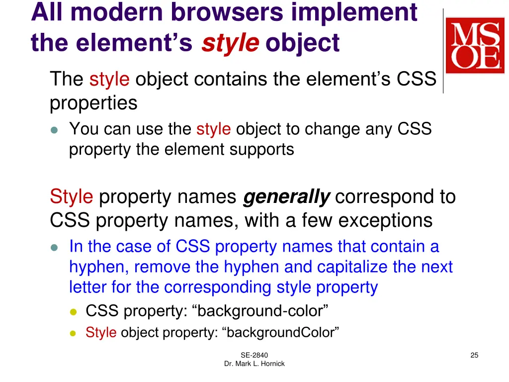 all modern browsers implement the element s style