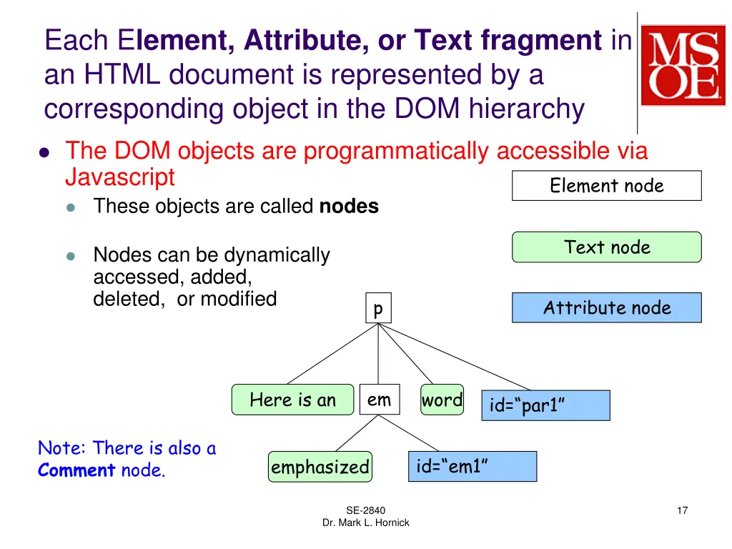 each e lement attribute or text fragment