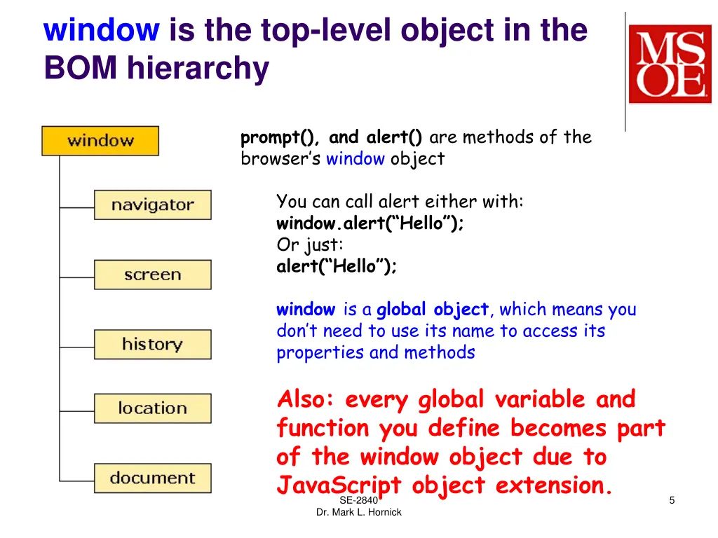 window is the top level object