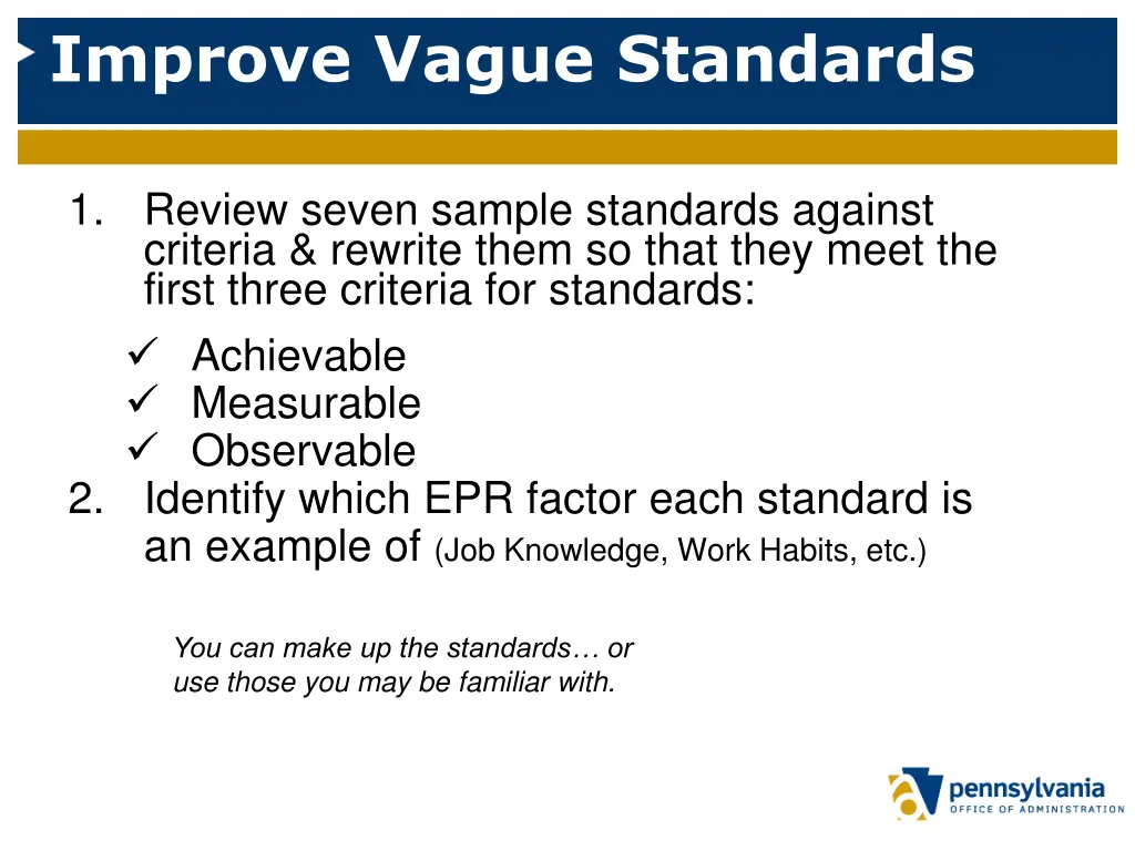 improve vague standards