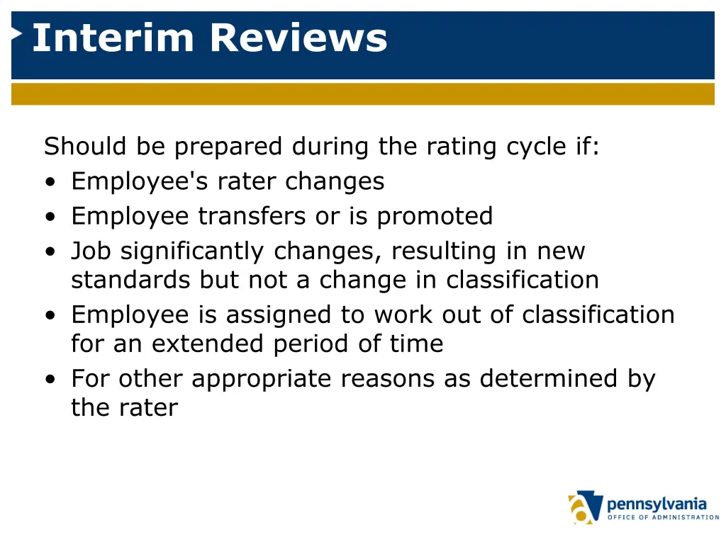 interim reviews