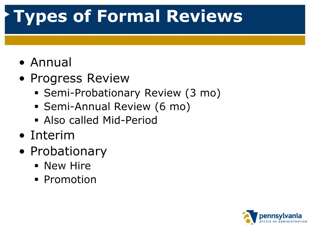 types of formal reviews