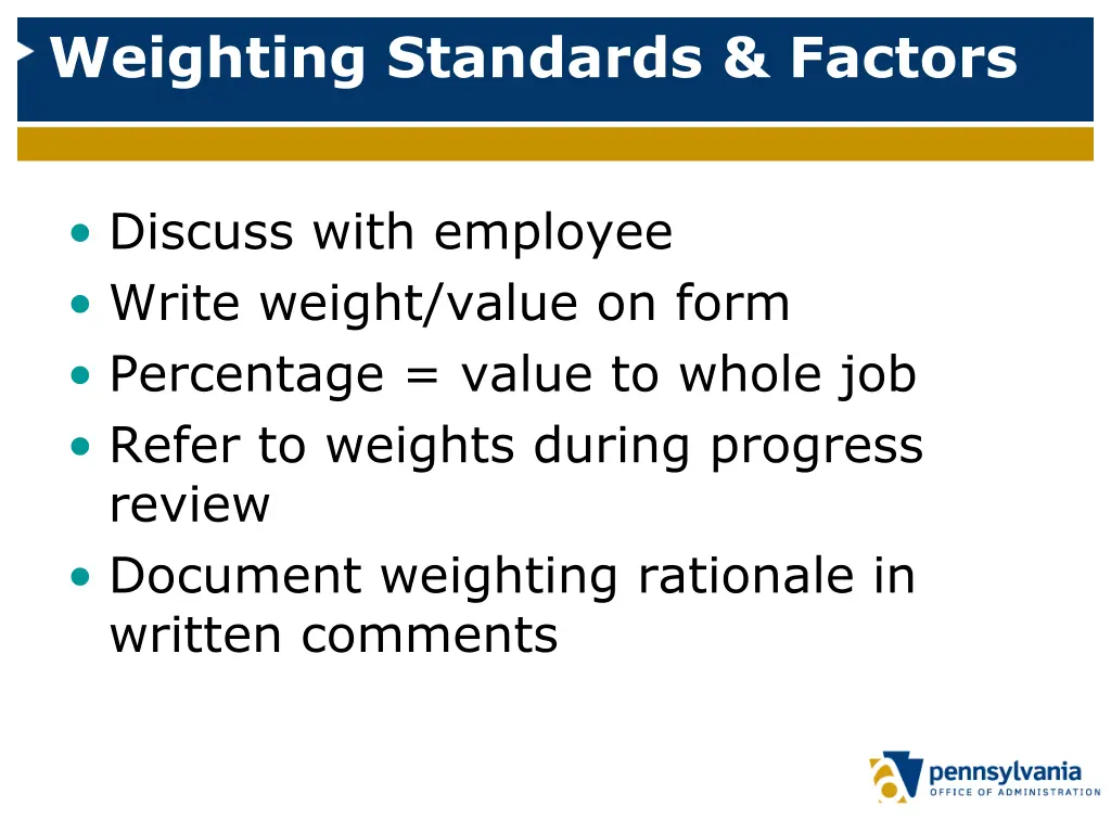 weighting standards factors