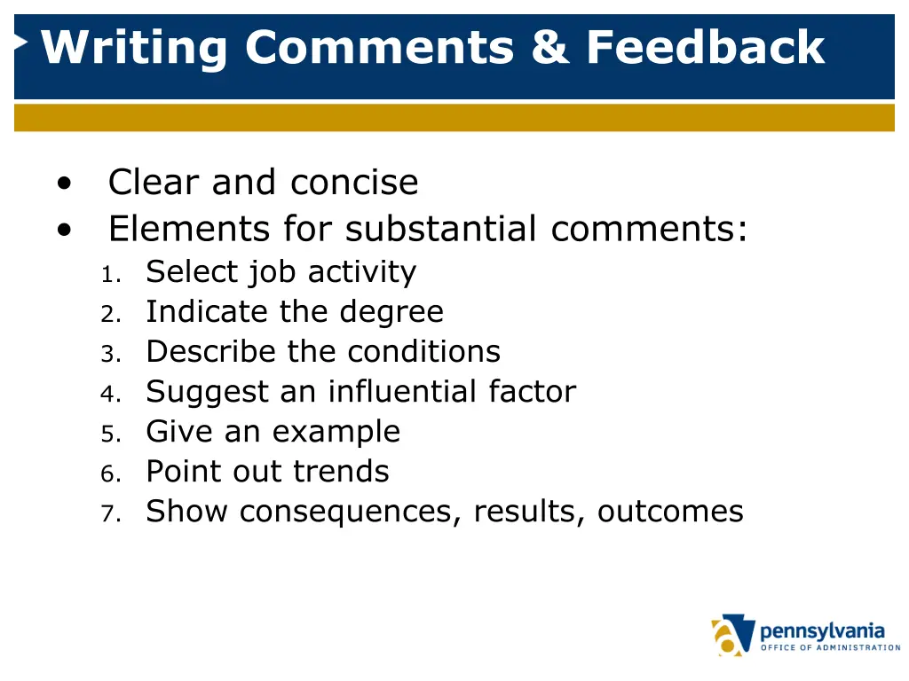 writing comments feedback