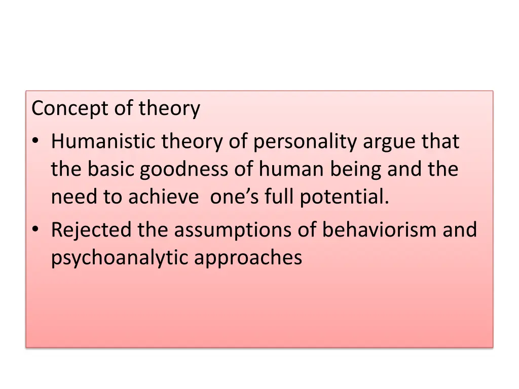 concept of theory humanistic theory