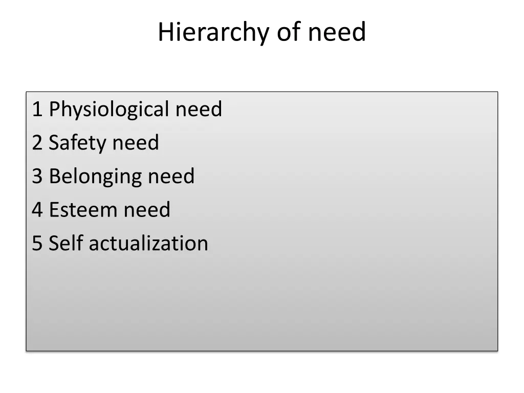 hierarchy of need