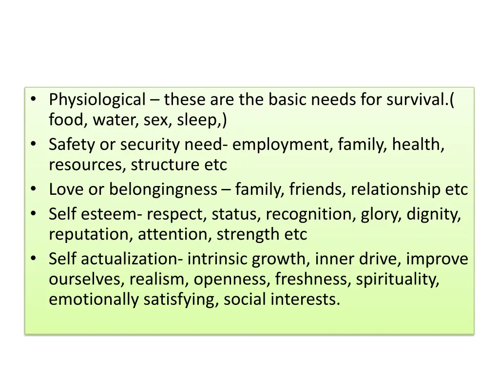 physiological these are the basic needs