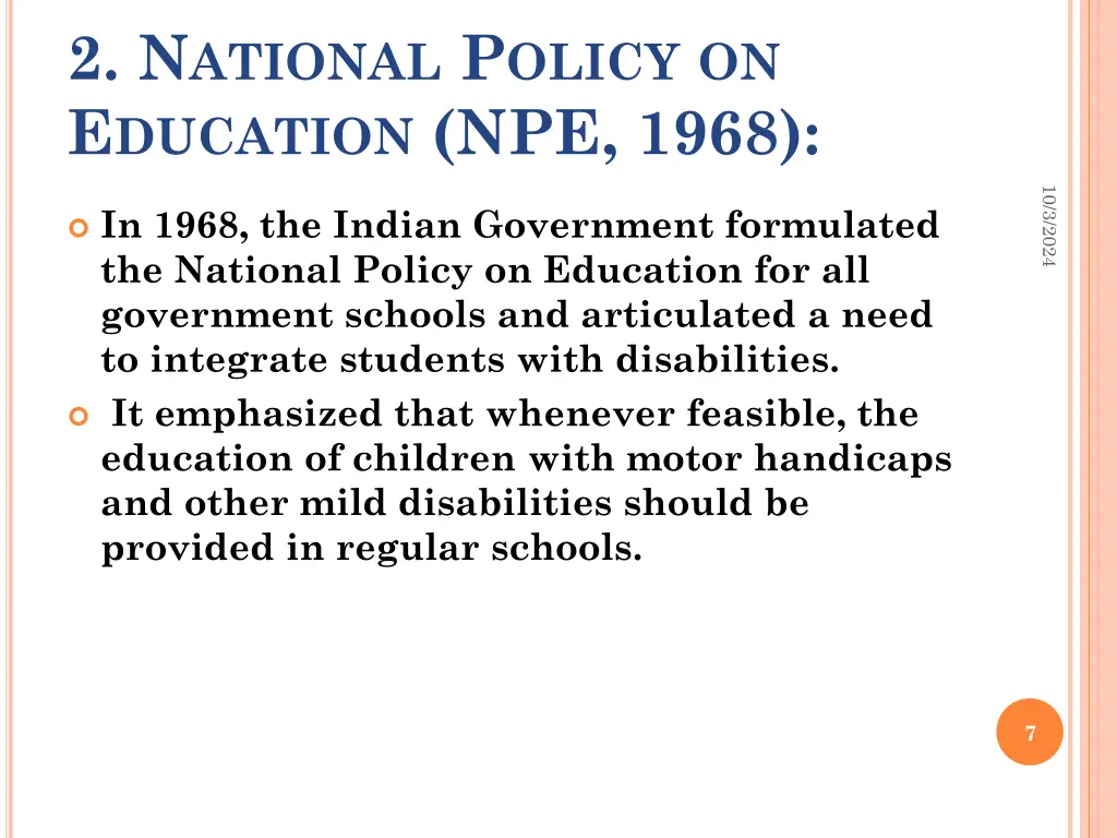 2 n ational p olicy on e ducation npe 1968