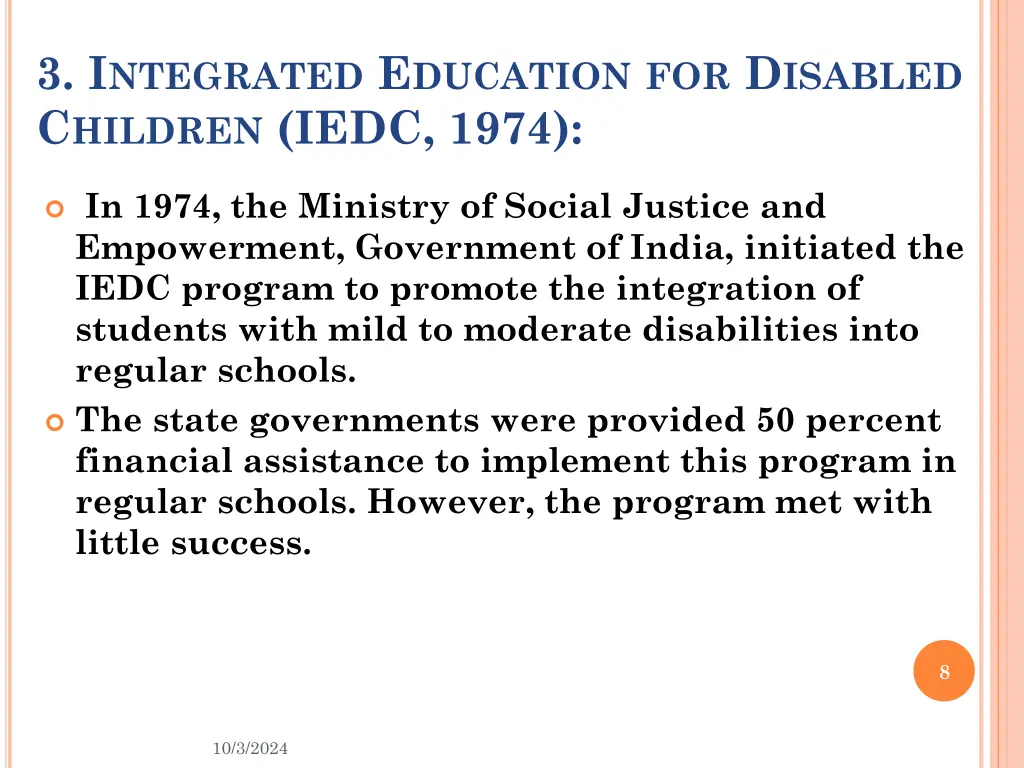 3 i ntegrated e ducation for d isabled c hildren