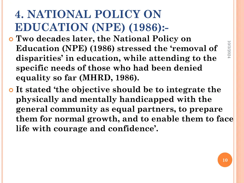 4 national policy on education npe 1986