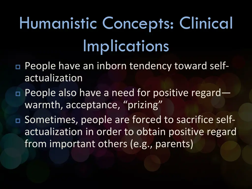 humanistic concepts clinical implications