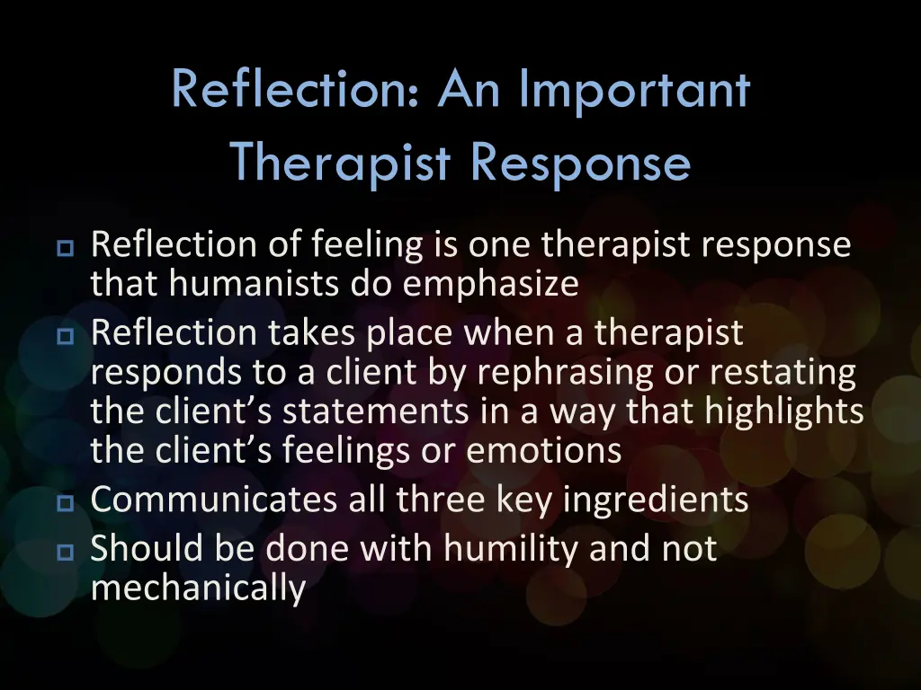 reflection an important therapist response