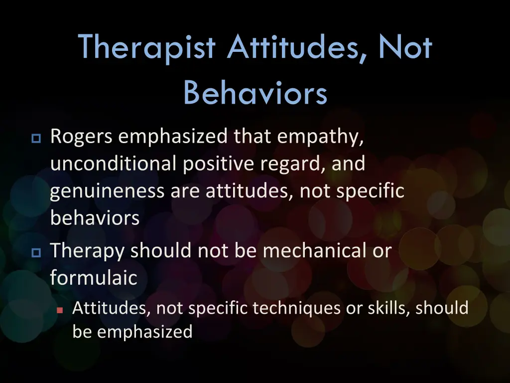 therapist attitudes not behaviors