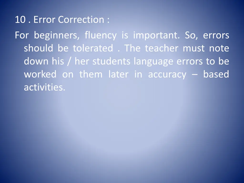 10 error correction for beginners fluency