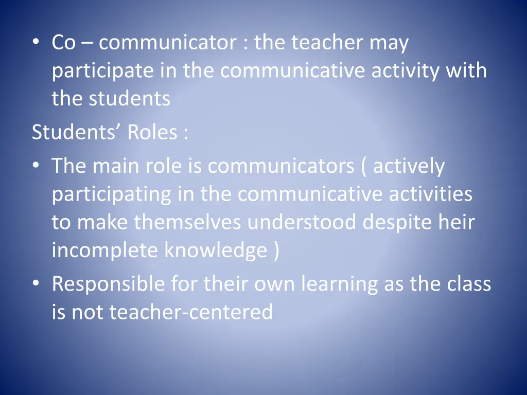 co communicator the teacher may participate