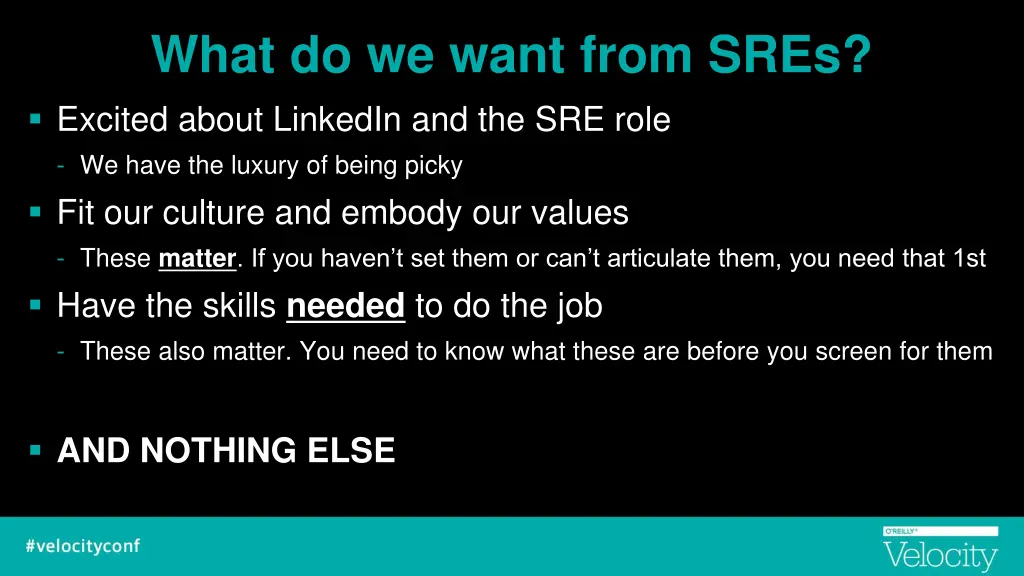 what do we want from sres excited about linkedin