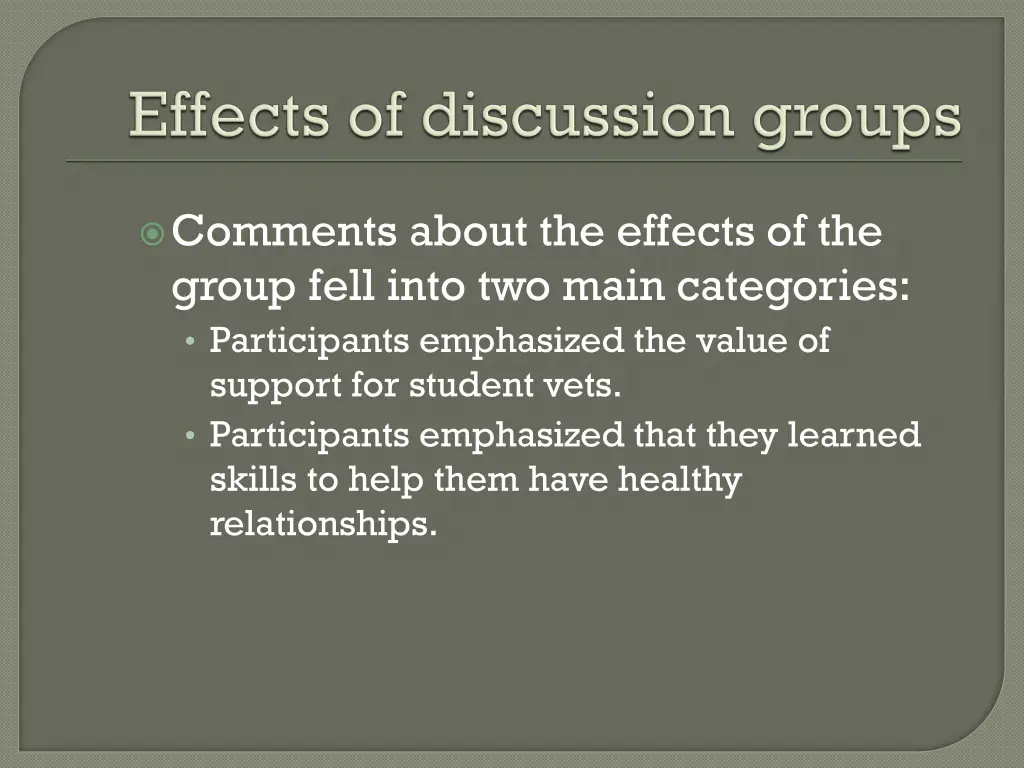 comments about the effects of the group fell into