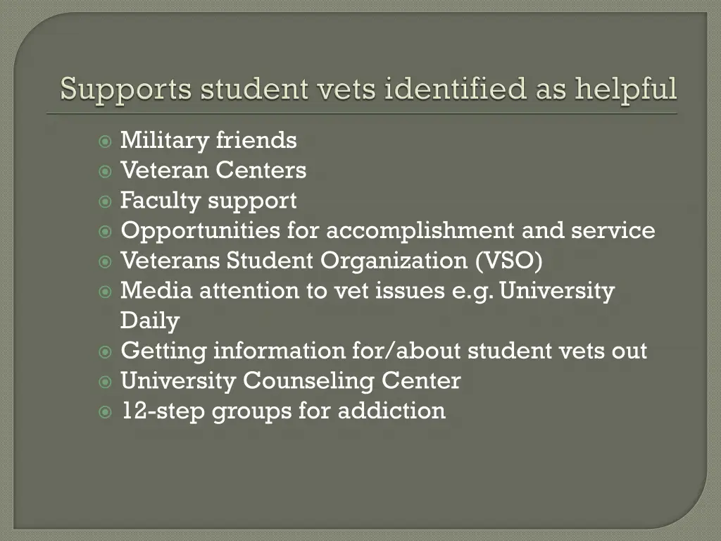 military friends veteran centers faculty support