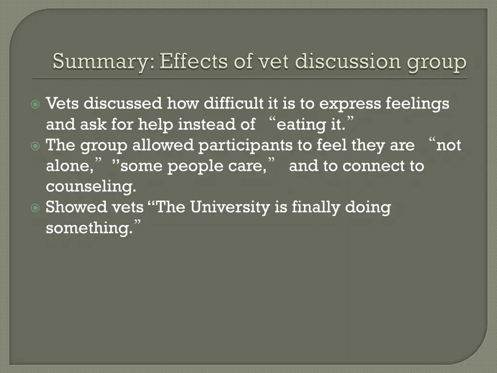 vets discussed how difficult it is to express